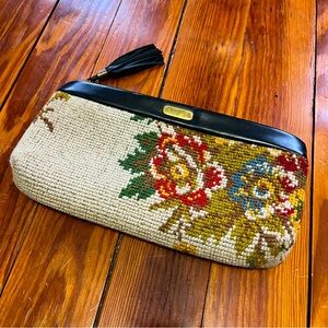 Plush Vintage Clutch Woven Floral Vtg